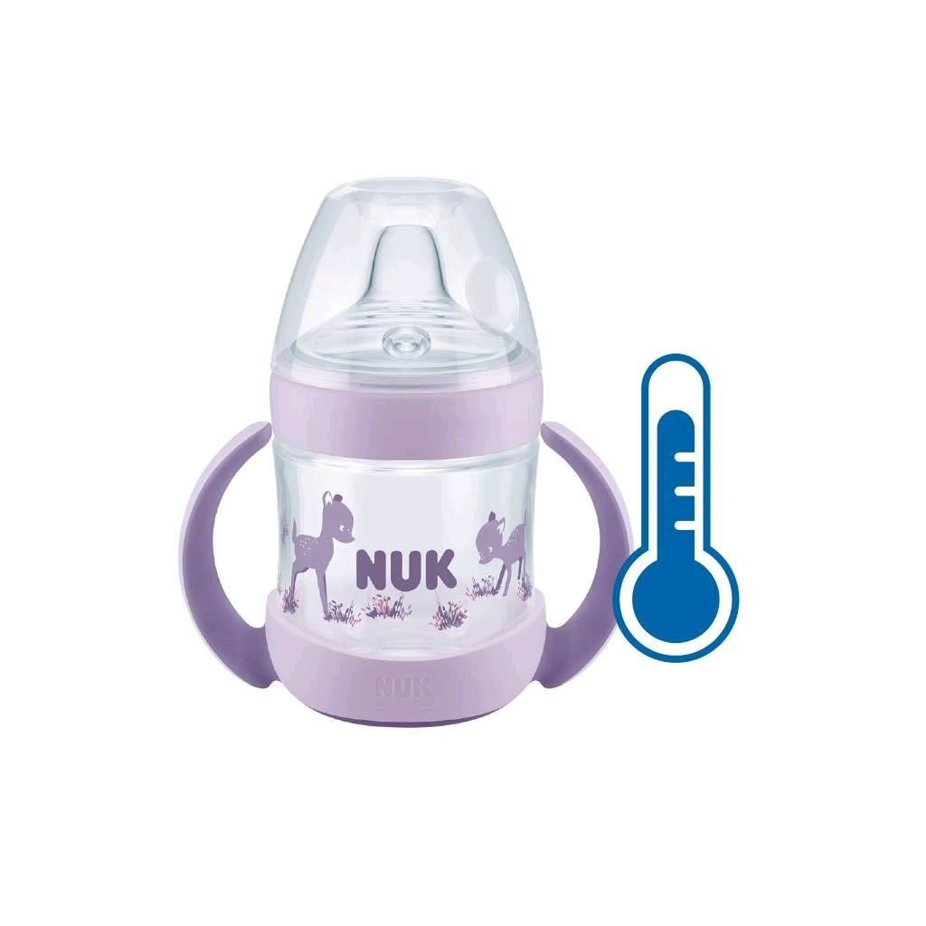 Dojčenská fľaša na učenie NUK Nature Sense s kontrolou teploty 150 ml fialová