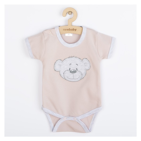 Dojčenské bavlnené body s krátkym rukávom New Baby BrumBrum old pink grey