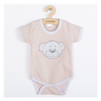 Dojčenské bavlnené body s krátkym rukávom New Baby BrumBrum old pink grey