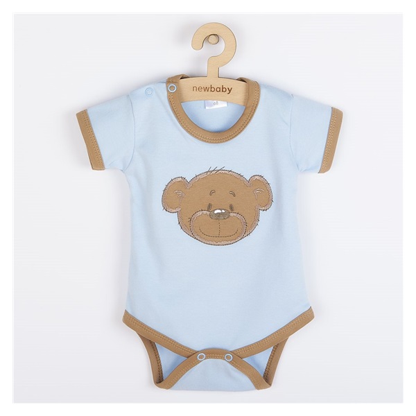 Dojčenské bavlnené body s krátkym rukávom New Baby BrumBrum blue brown