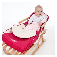 Detské celodrevené sánky s operadlom a povrázkom BAYO 90 cm