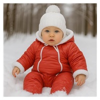 Zimná dojčenská kombinéza s kapucňou s uškami New Baby Pumi red raspberry