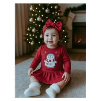 Dojčenské bavlnené šatôčky s čelenkou New Baby Winter Penguin