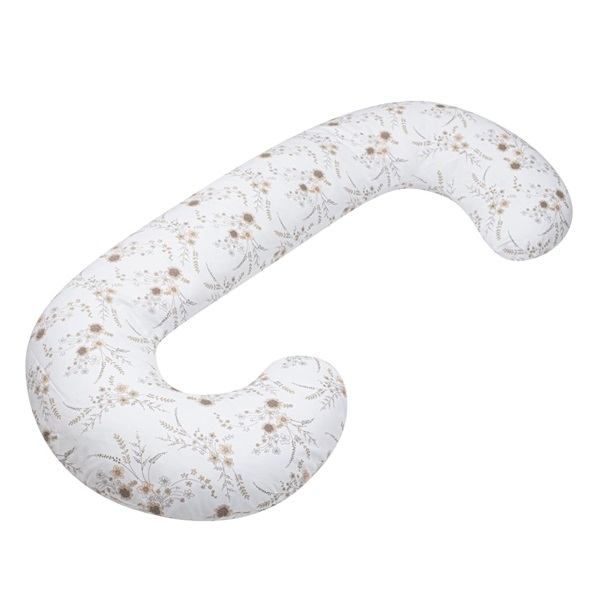Univerzálny dojčiaci vankúš v tvare C New Baby Kvety biely
