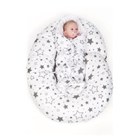 Univerzálny dojčiaci vankúš v tvare C New Baby Kvety biely