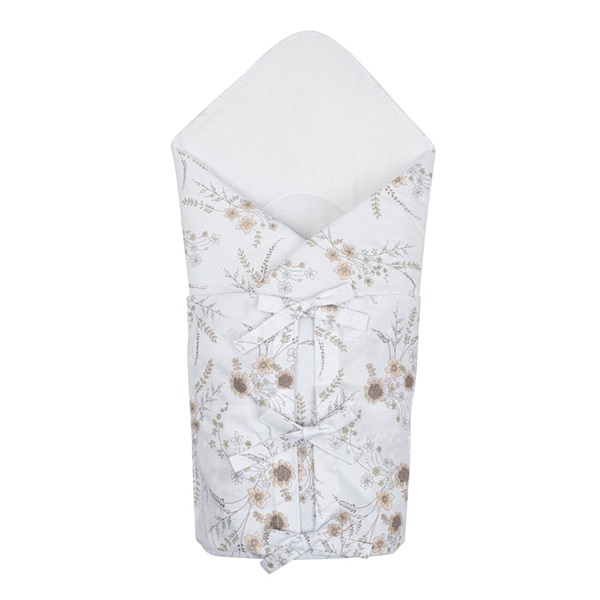 Klasická šnurovacia zavinovačka New Baby Kvety biela