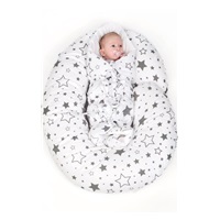 Univerzálny dojčiaci vankúš v tvare C New Baby XL Sloníky bielo-sivý