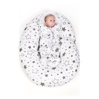 Univerzálny dojčiaci vankúš v tvare C New Baby Sloníky bielo-sivý