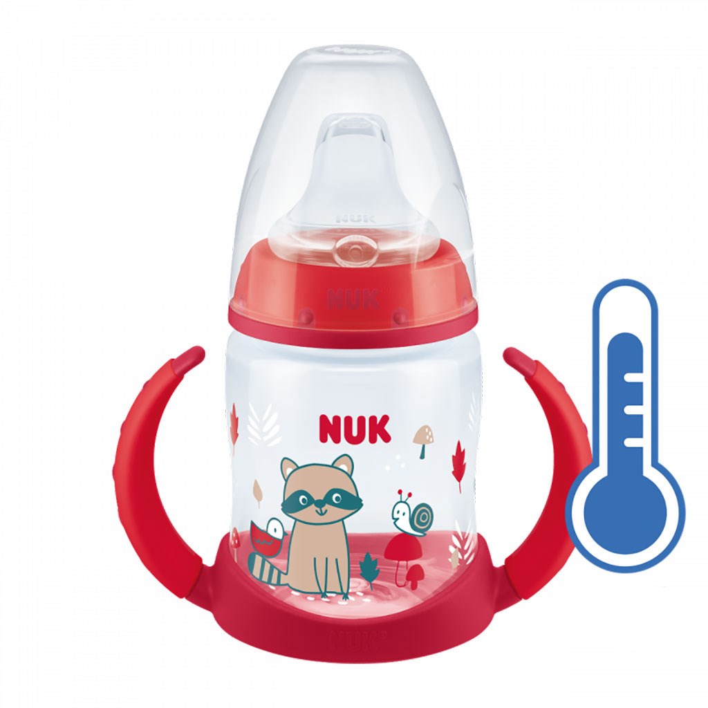 Dojčenská fľaša na učenie NUK s kontrolou teploty 150 ml červená