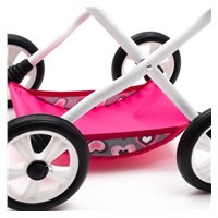 Detský kočík pre bábiky New Baby COMFORT ružový srdiečka sivá