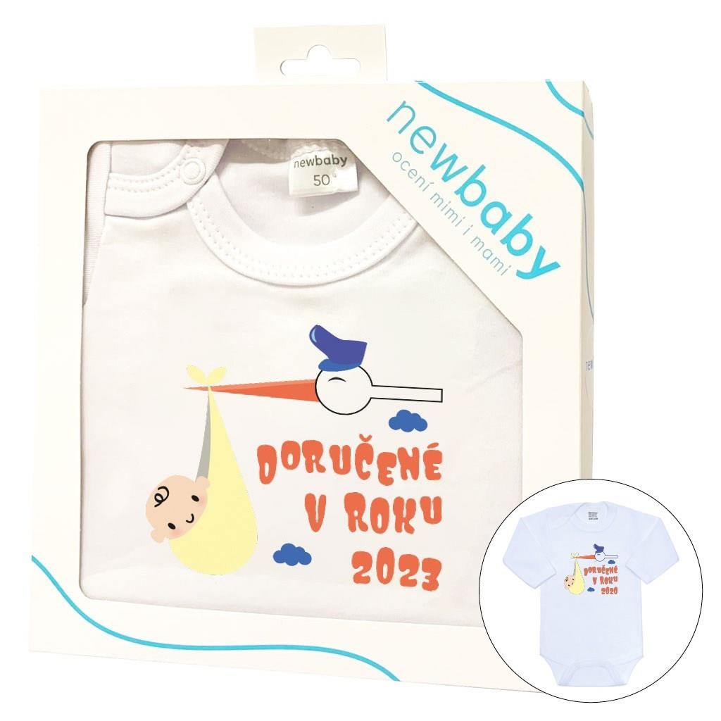Body s potlačou New Baby Doručené v roku 2023 - darčekové balenie-56 (0-3m)