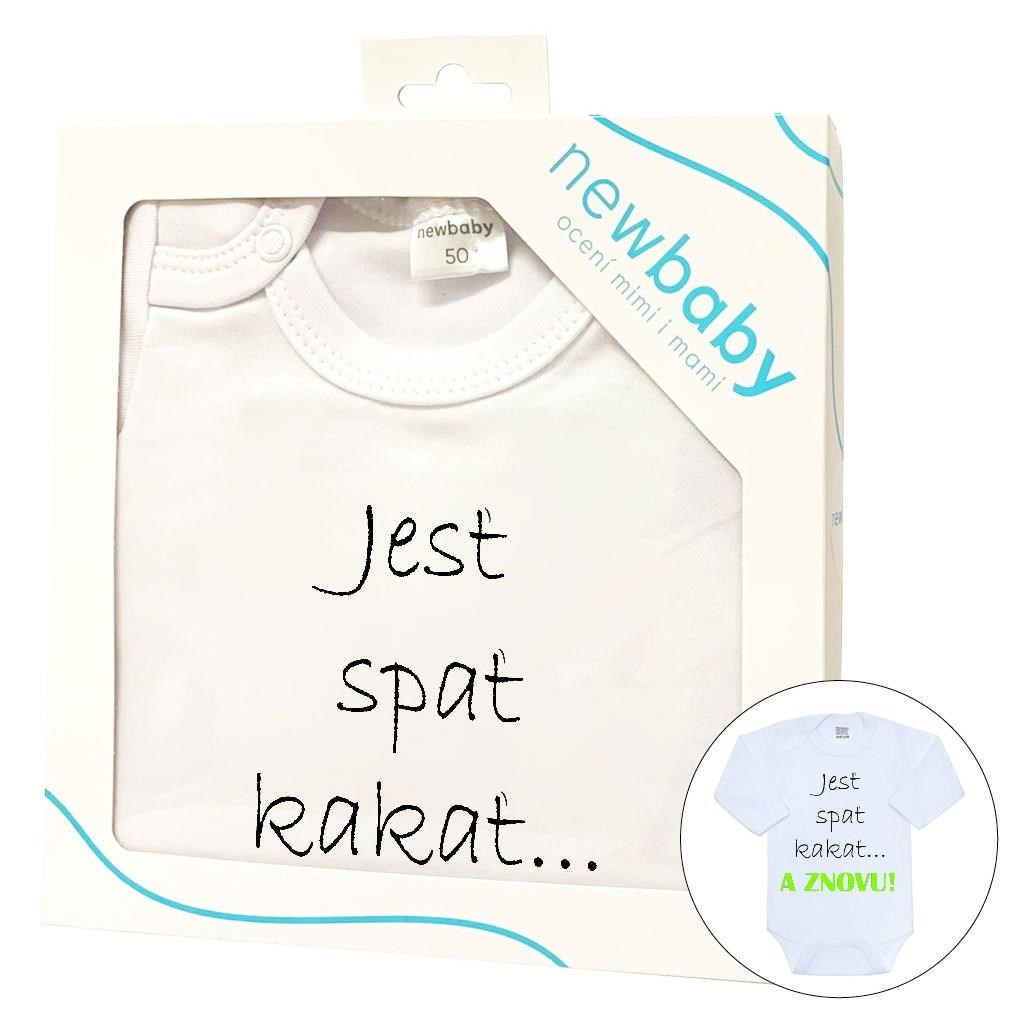 Body s potlačou New Baby Jesť spať kakať...a ZNOVU - darčekové balenie-56 (0-3m)