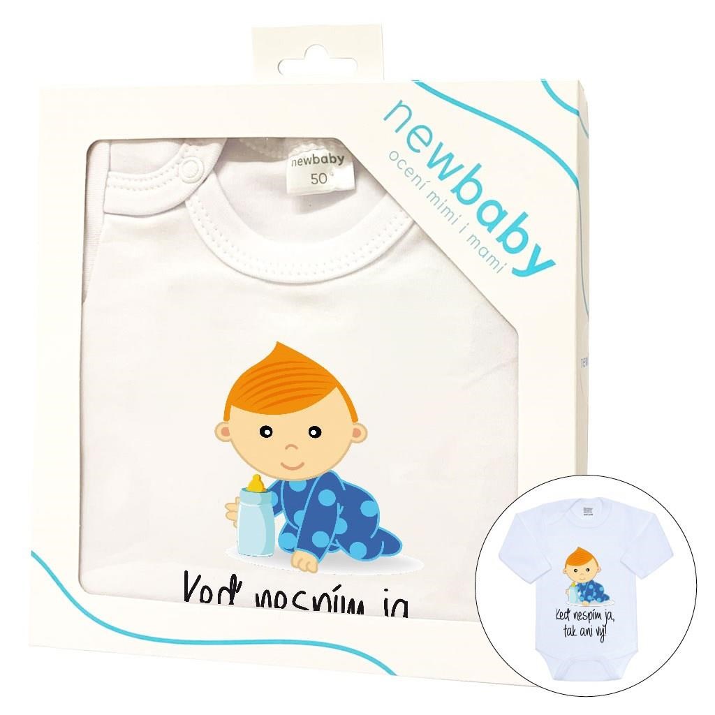 Body s potlačou New Baby Keď nespím ja, tak ani vy - darčekové balenie-68 (4-6m)