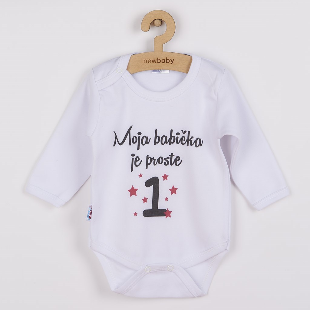 Obrázok Body s potlačou New Baby Moja babička je proste jednotka - darčekové balenie Červená 86 (12-18m)