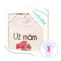 Body s potlačou New Baby Už mám 1 rok ružové - darčekové balenie