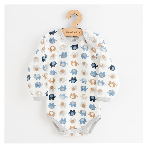 Dojčenské bavlnené body s dlhým rukávom New Baby Magic elephant