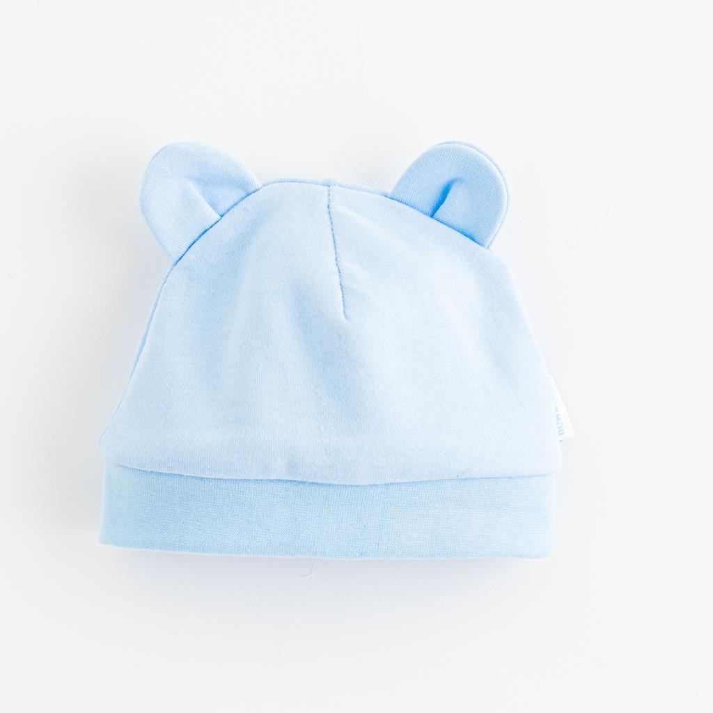 Dojčenská bavlnená čiapočka New Baby Kids modrá-80 (9-12m)
