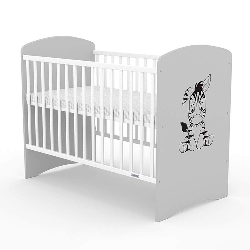 Detská postieľka New Baby LEO Zebra bielo-sivá