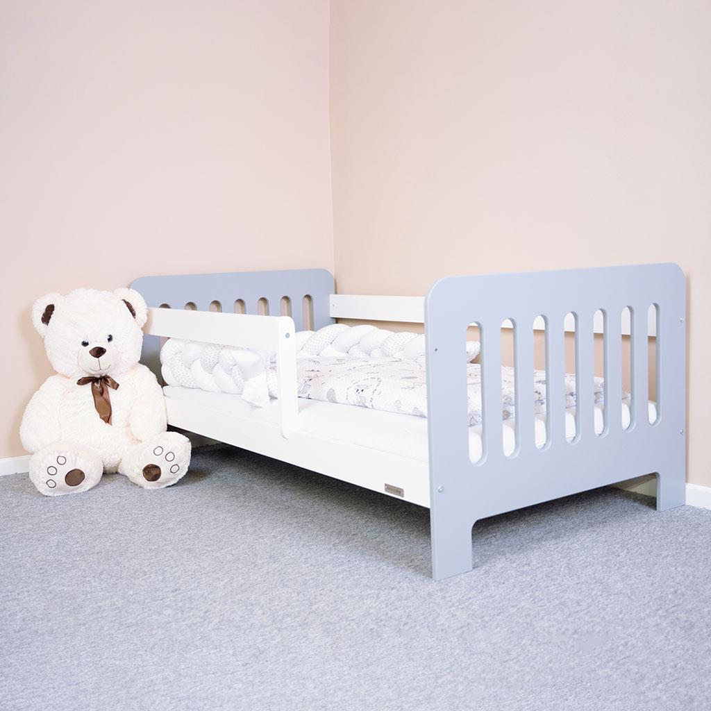 Detská posteľ so zábranou New Baby ERIK 160x80 cm bielo-sivá