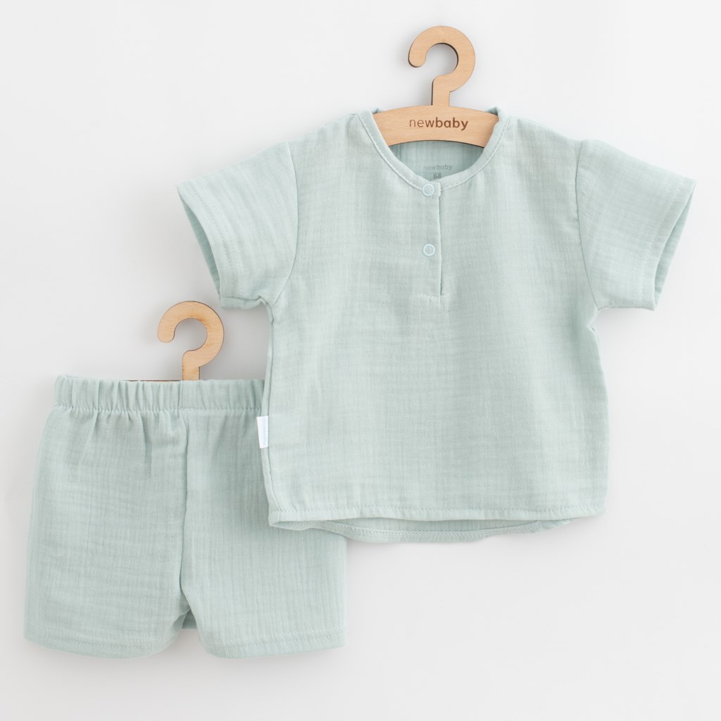 Dojčenská mušelínová súpravička New Baby Soft dress mätová