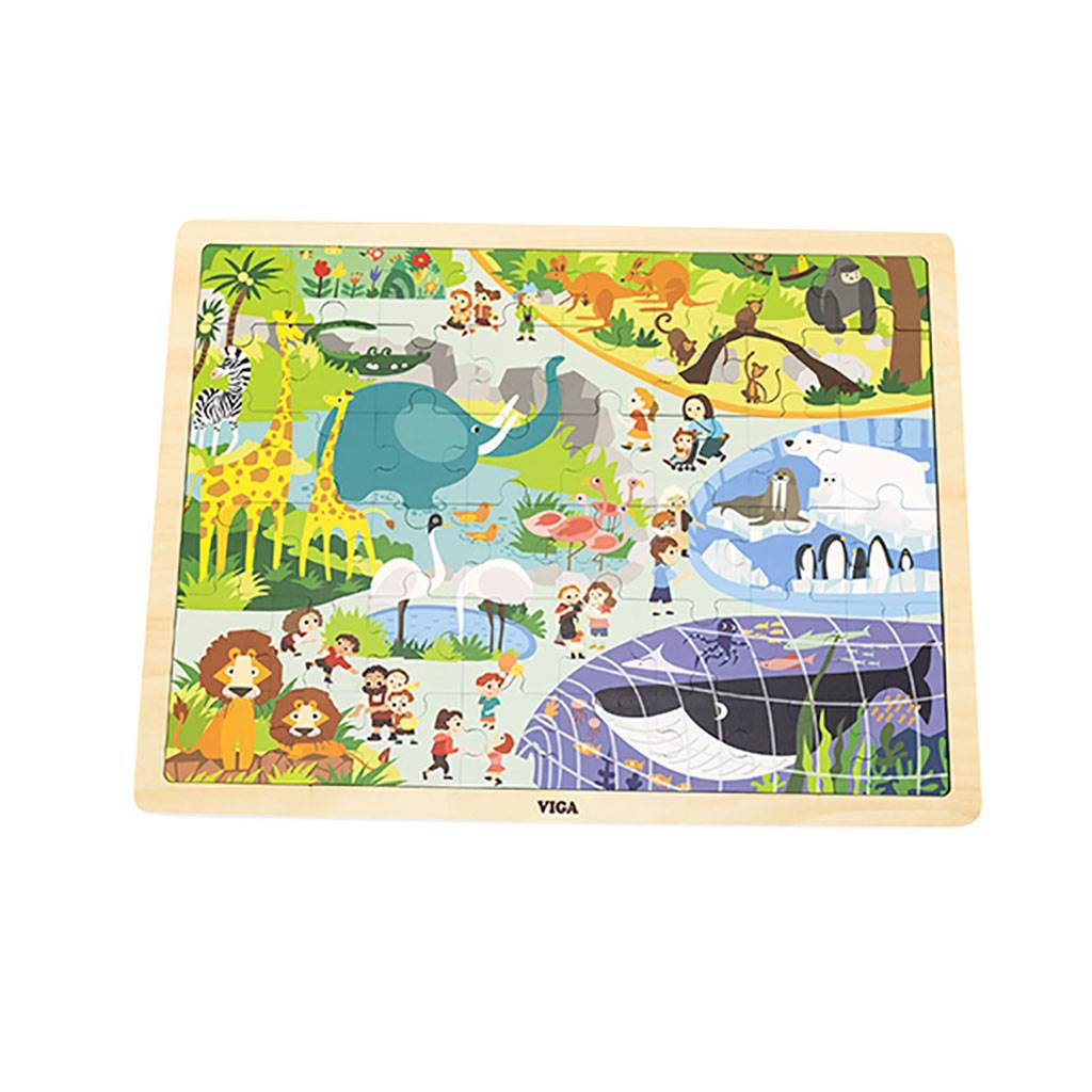 Detské drevené puzzle Viga Zoo 48 ks