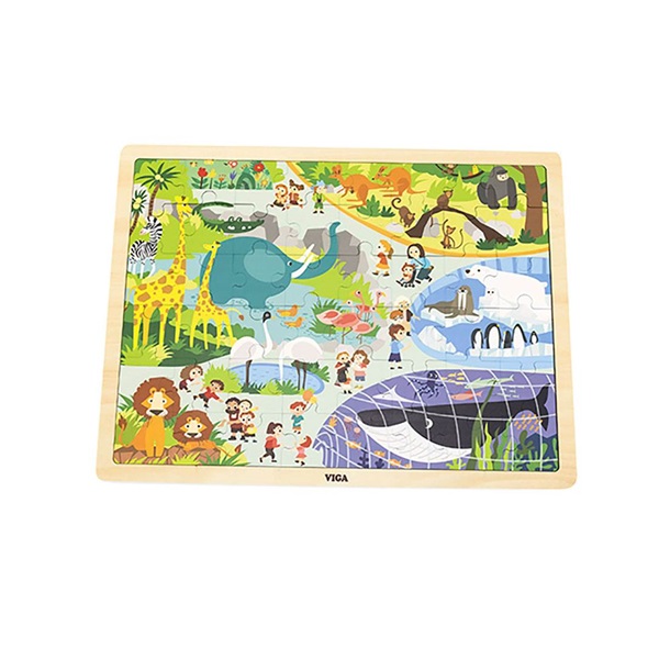 Detské drevené puzzle Viga Zoo 48 ks