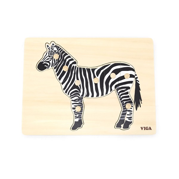 Detské drevené puzzle s úchytmi Montessori Viga Zebra