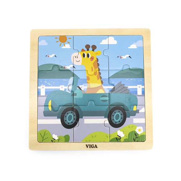 Drevené puzzle pre najmenších Viga 9 ks Auto