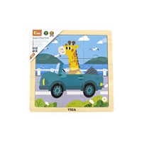 Drevené puzzle pre najmenších Viga 9 ks Auto