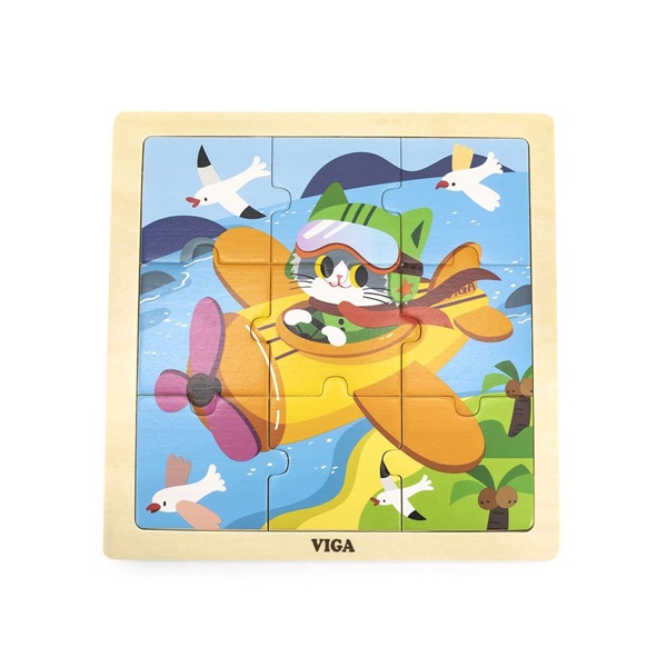 Drevené puzzle pre najmenších Viga 9 ks Lietadlo