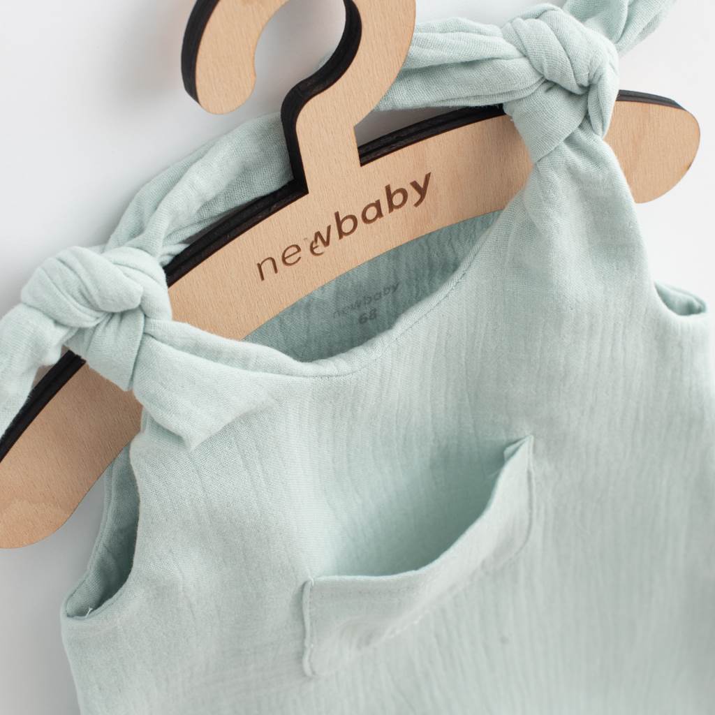 Dojčenské mušelínové zahradníčky New Baby Soft dress mätová