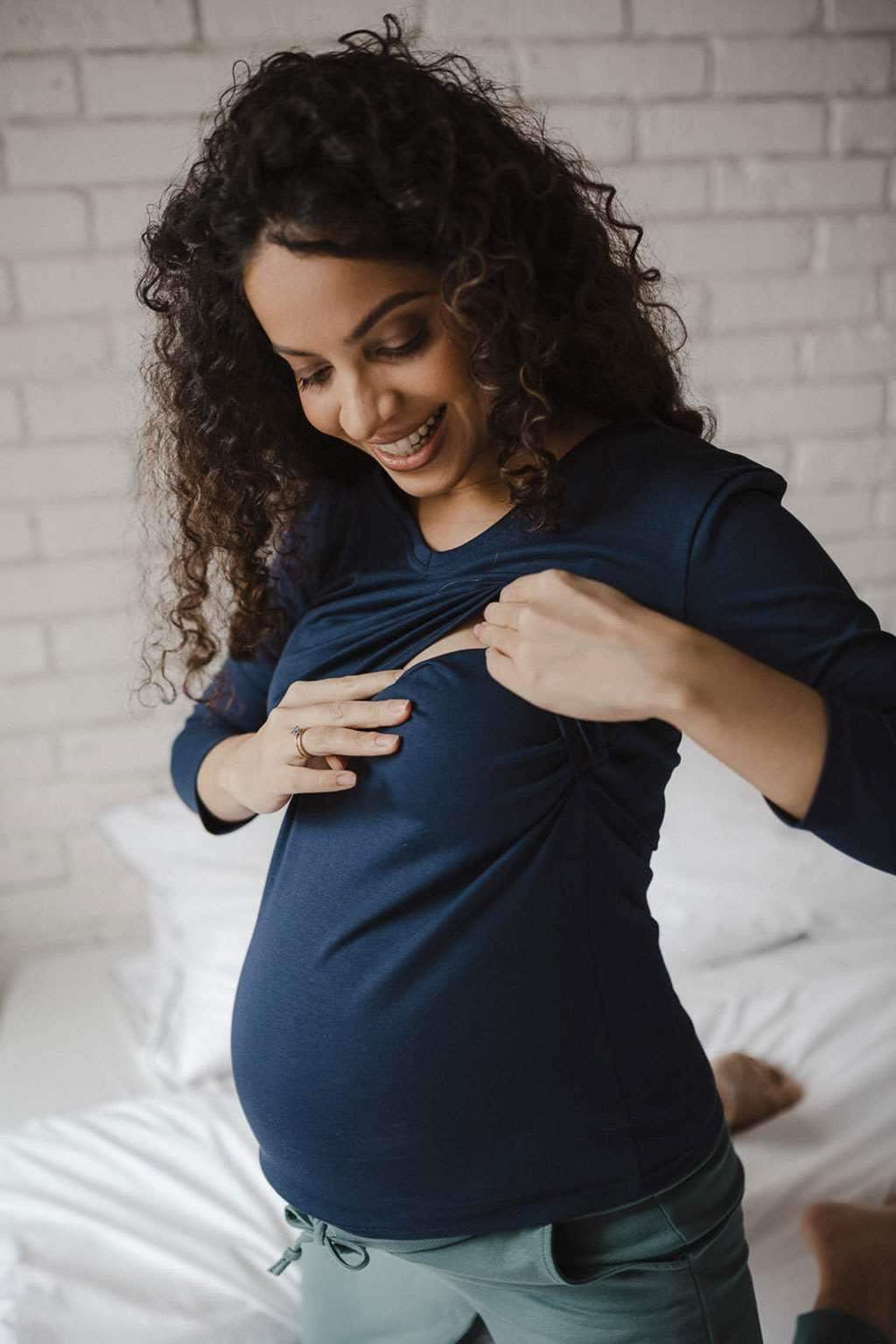 Tehotenské a dojčiace tričko Milk Shirt milk & love modrá
