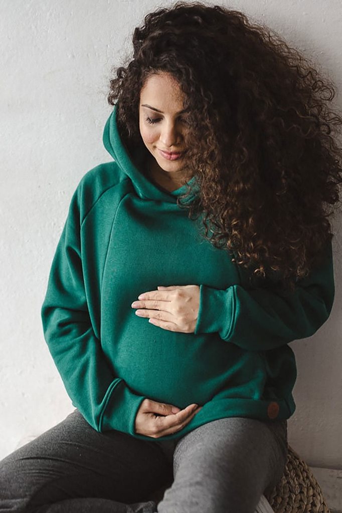 Tehotenská a dojčiaca mikina Motherhood oversize milk & love zelená