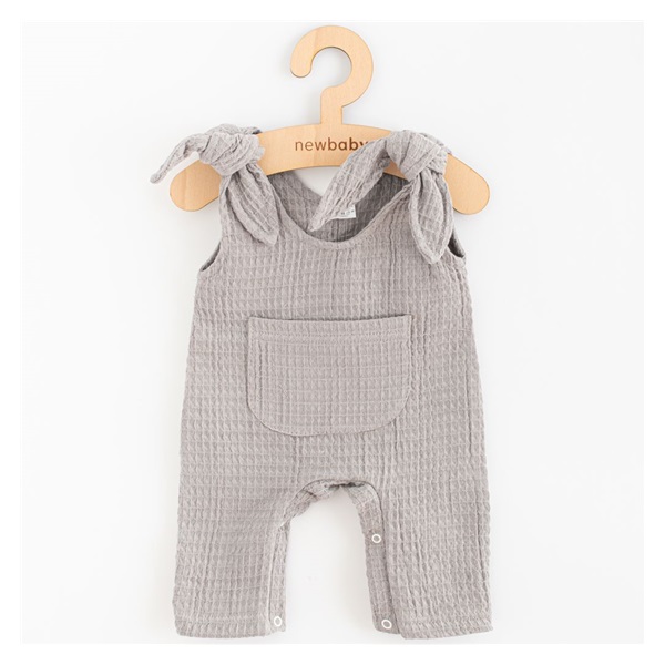 Dojčenské mušelínové zahradníčky New Baby Comfort clothes sivá