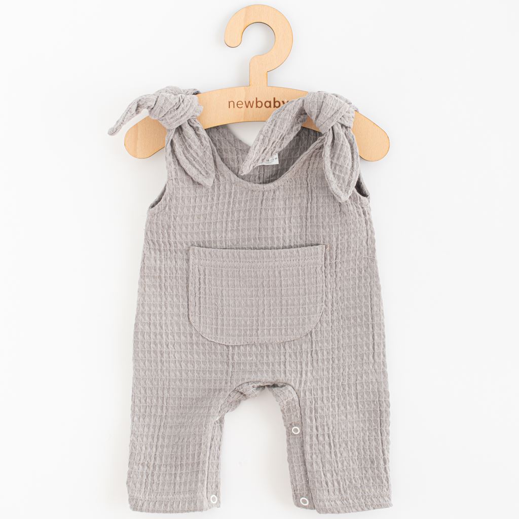 Dojčenské mušelínové zahradníčky New Baby Comfort clothes sivá