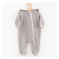 Dojčenský mušelínový overal s kapucňou New Baby Comfort clothes sivá