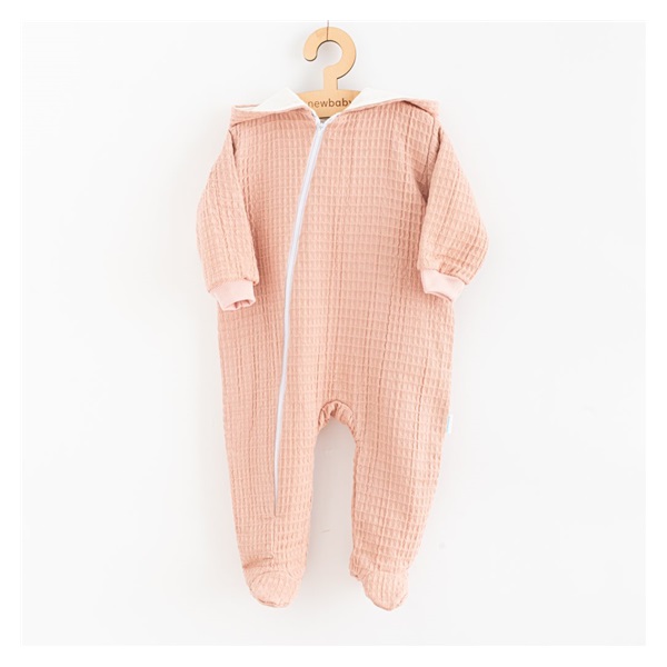 Dojčenský mušelínový overal s kapucňou New Baby Comfort clothes ružová