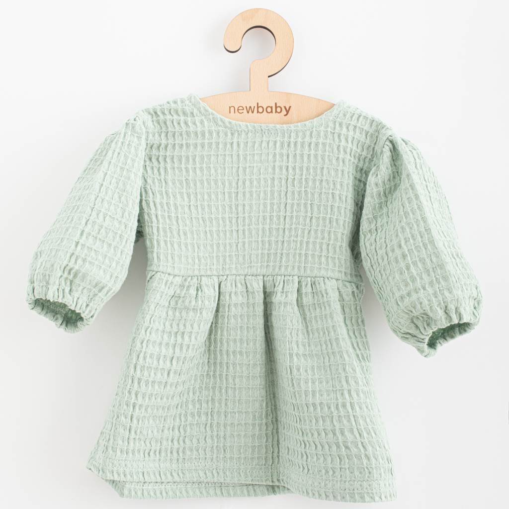 Dojčenské mušelínové šaty New Baby Comfort clothes šalviová