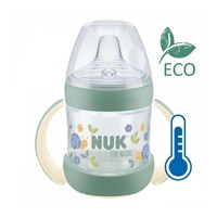 Dojčenská fľaša na učenie NUK for Nature s kontrolou teploty 6-18m zelená