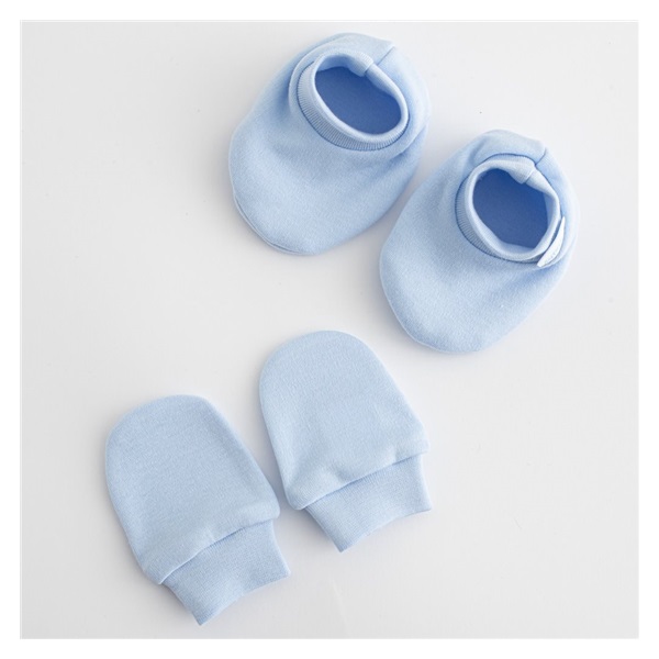 Dojčenský bavlnený set-capačky a rukavičky New Baby modrá 0-6m