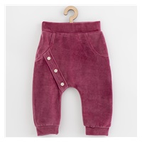 Dojčenské semiškové tepláky New Baby Suede clothes ružovo fialová