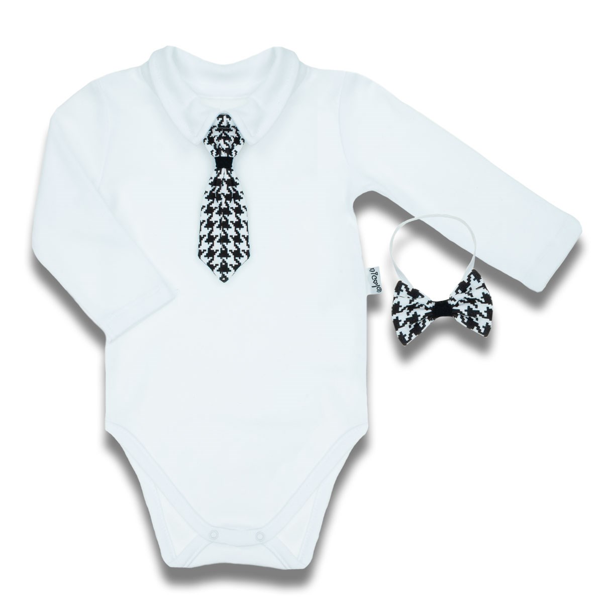 Dojčenské bavlnené body s motýlikom a kravatou Nicol Viki
