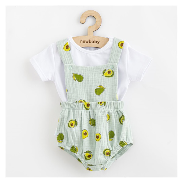 Mušelínový dojčenský set Kraťasy a Tričko New Baby Avocado