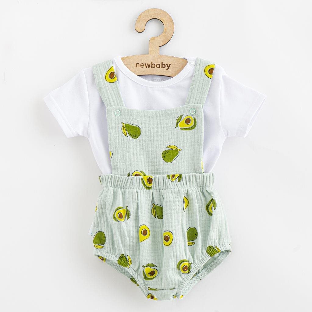 Mušelínový dojčenský set Kraťasy a Tričko New Baby Avocado
