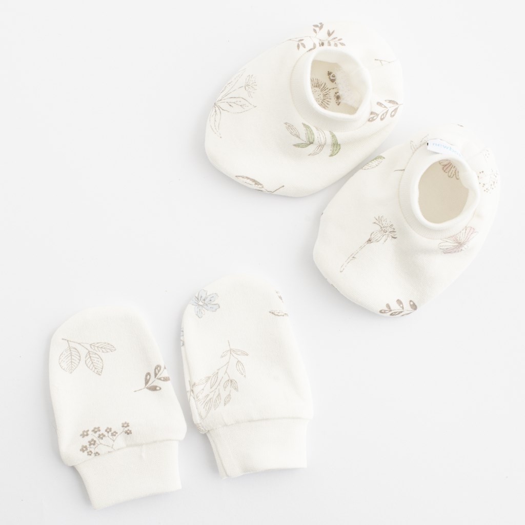 Dojčenský bavlnený set-capačky a rukavičky New Baby Zoe