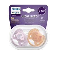 Dojčenský cumlík Ultrasoft Premium Avent zvieratká 6-18 miesacov 2 ks dievča