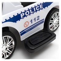 Detské odrážadlo so zvukom a vodiacou tyčou Baby Mix POLICE biele (POŠKODENÝ OBAL)