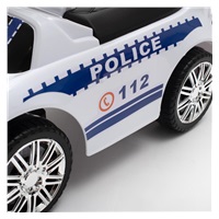 Detské odrážadlo so zvukom a vodiacou tyčou Baby Mix POLICE biele (POŠKODENÝ OBAL)