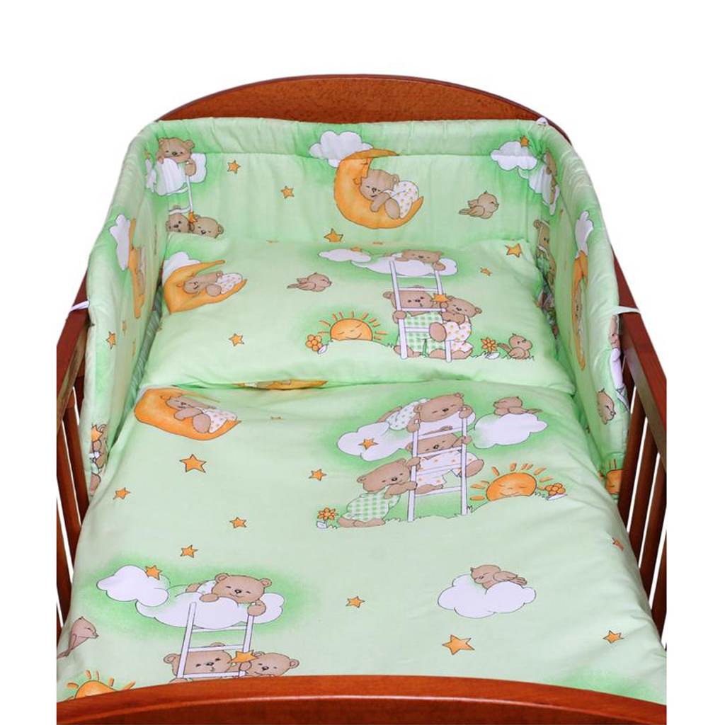 2-dielne posteľné obliečky New Baby 100/135 cm zelené s medvedíkom, Zelená