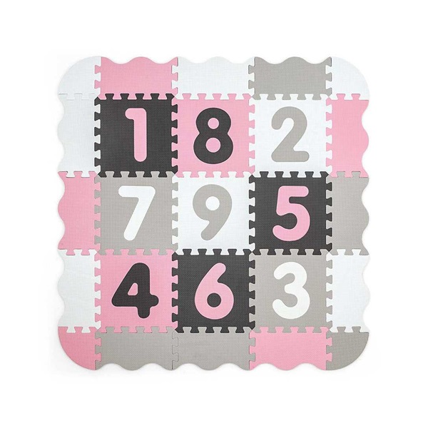 Penové puzzle podložka ohrádka Milly Mally Jolly 3x3 Digits Pink Grey